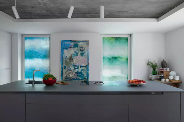 plissee aquarell blau gruen